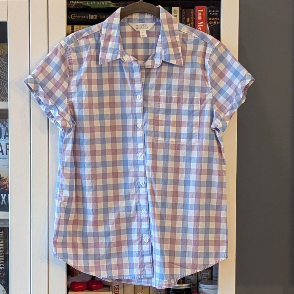 Plaid Poplin Button-Down Shirt / Market & Spruce / Size S